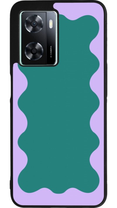 Coque OPPO A57 5G - Silicone rigide noir Wavy Rectangle Green Purple