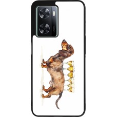 OPPO A57 5G Case Hülle - Silikon schwarz Wine Teckel