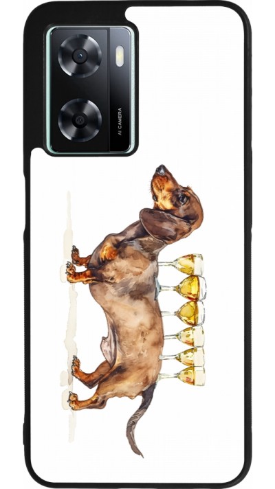 Coque OPPO A57 5G - Silicone rigide noir Wine Teckel