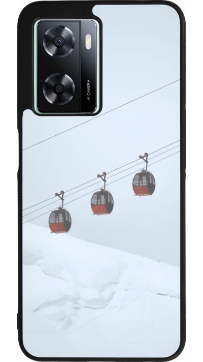 Coque OPPO A57 5G - Silicone rigide noir Winter 22 ski lift