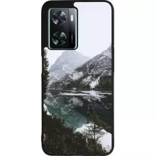 Coque OPPO A57 5G - Silicone rigide noir Winter 22 snowy mountain and lake