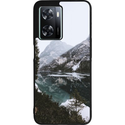OPPO A57 5G Case Hülle - Silikon schwarz Winter 22 snowy mountain and lake