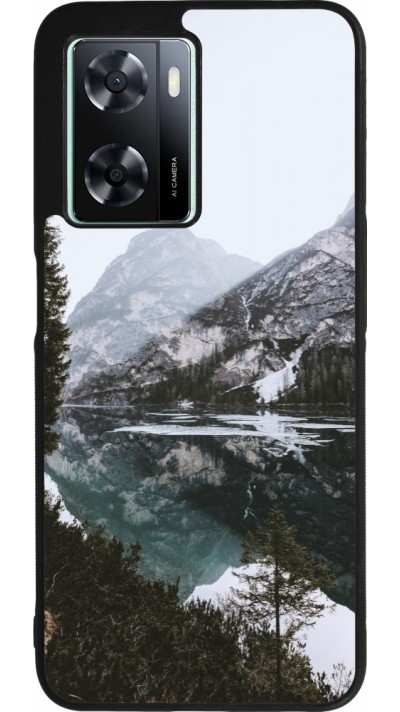 Coque OPPO A57 5G - Silicone rigide noir Winter 22 snowy mountain and lake