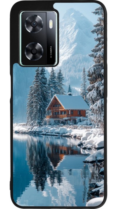 Coque OPPO A57 5G - Silicone rigide noir Winter 25 Winter house forest day