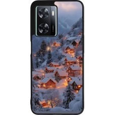 OPPO A57 5G Case Hülle - Silikon schwarz Winter 25 Winter snowy village