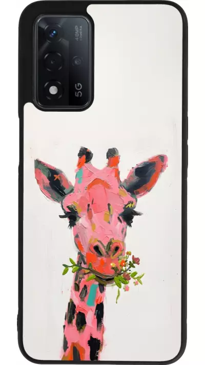 Coque OPPO A93s 5G - Silicone rigide noir Pink Girafe Paint