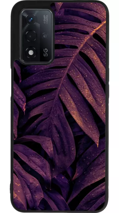 Coque OPPO A93s 5G - Silicone rigide noir Purple Light Leaves