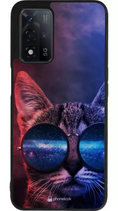 Coque OPPO A93s 5G - Silicone rigide noir Red Blue Cat Glasses