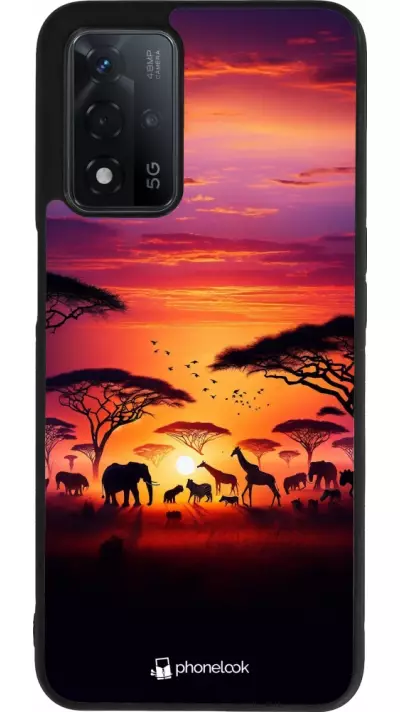 Coque OPPO A93s 5G - Silicone rigide noir Safari sunset wildlife