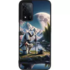 Coque OPPO A93s 5G - Silicone rigide noir Samurai Katana Lune