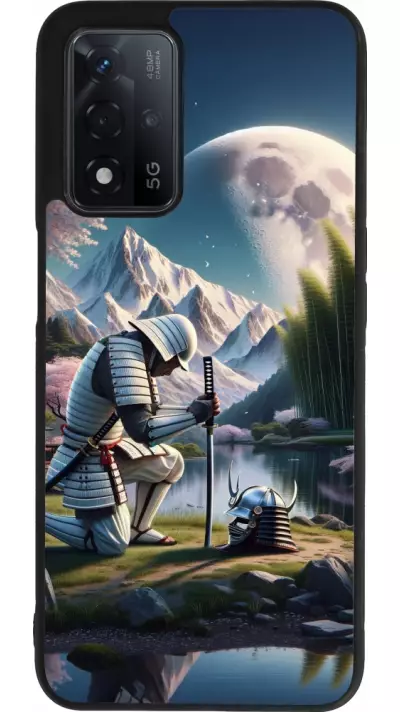 Coque OPPO A93s 5G - Silicone rigide noir Samurai Katana Lune
