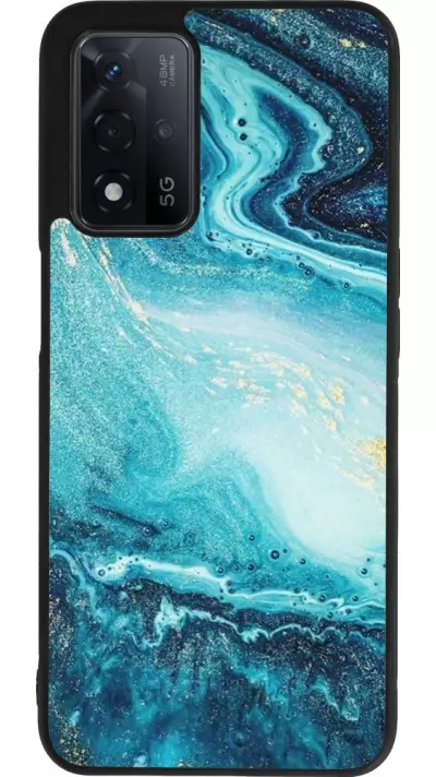 Coque OPPO A93s 5G - Silicone rigide noir Sea Foam Blue