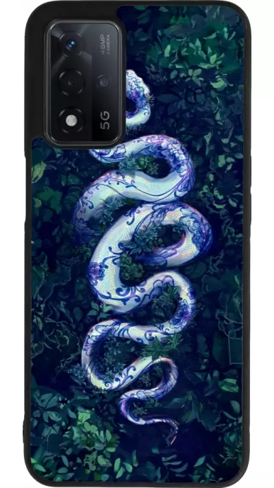 Coque OPPO A93s 5G - Silicone rigide noir Serpent Blue Anaconda