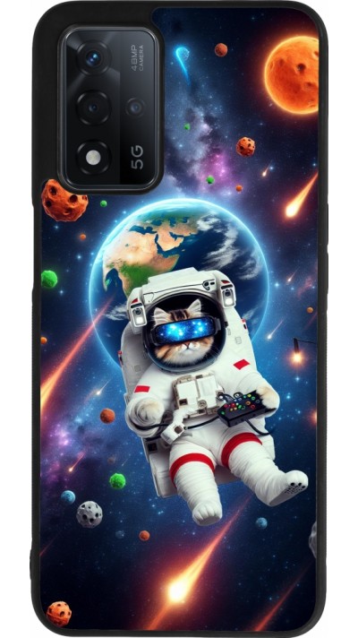 OPPO A93s 5G Case Hülle - Silikon schwarz VR SpaceCat Odyssee