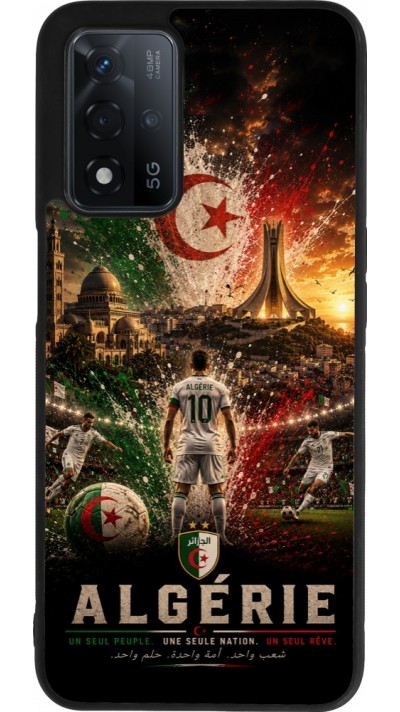 Coque OPPO A93s 5G - Silicone rigide noir Football Algérie splash 2026