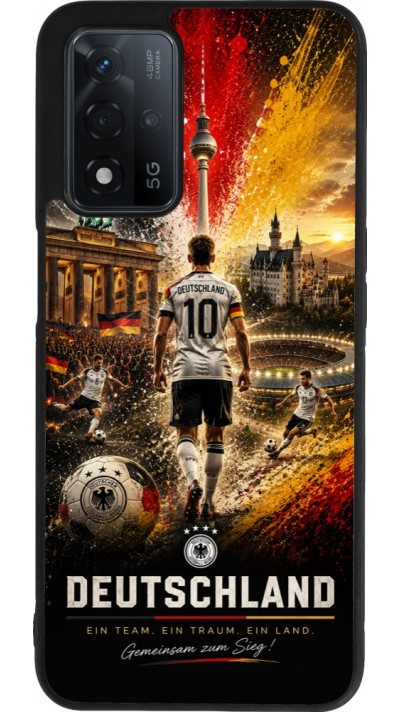 Coque OPPO A93s 5G - Silicone rigide noir Football Allemagne splash 2026