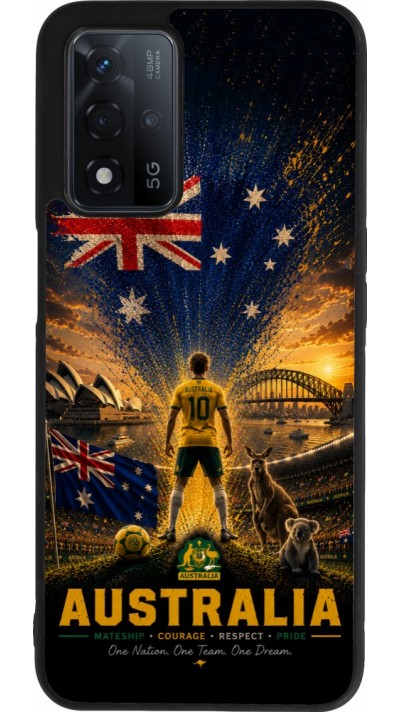 Coque OPPO A93s 5G - Silicone rigide noir Football Australie splash 2026