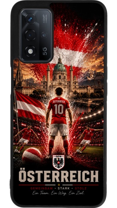 Coque OPPO A93s 5G - Silicone rigide noir Football Autriche splash 2026