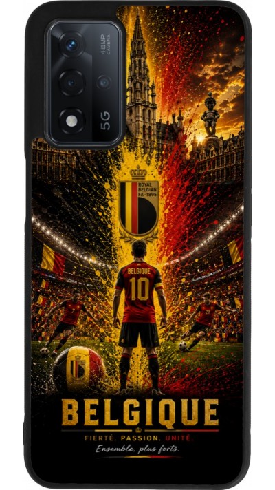 Coque OPPO A93s 5G - Silicone rigide noir Football Belgique splash 2026
