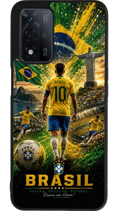 Coque OPPO A93s 5G - Silicone rigide noir Football Brésil splash 2026