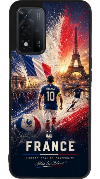 Coque OPPO A93s 5G - Silicone rigide noir Football France splash 2026