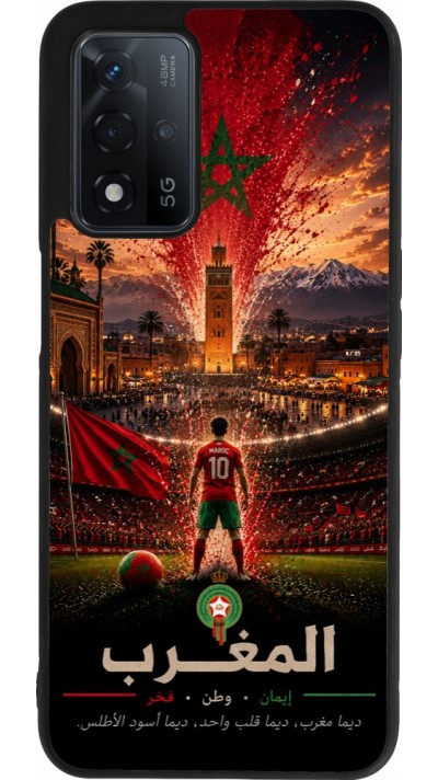 Coque OPPO A93s 5G - Silicone rigide noir Football Maroc splash 2026