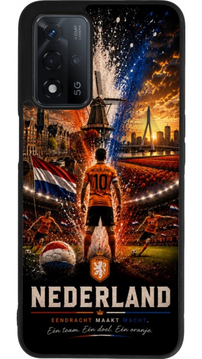 Coque OPPO A93s 5G - Silicone rigide noir Football Pays-Bas splash 2026