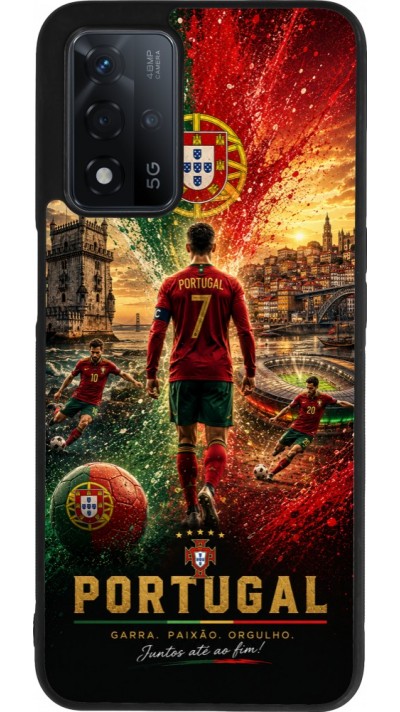 Coque OPPO A93s 5G - Silicone rigide noir Football Portugal splash 2026