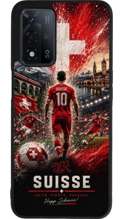 Coque OPPO A93s 5G - Silicone rigide noir Football Suisse splash 2026