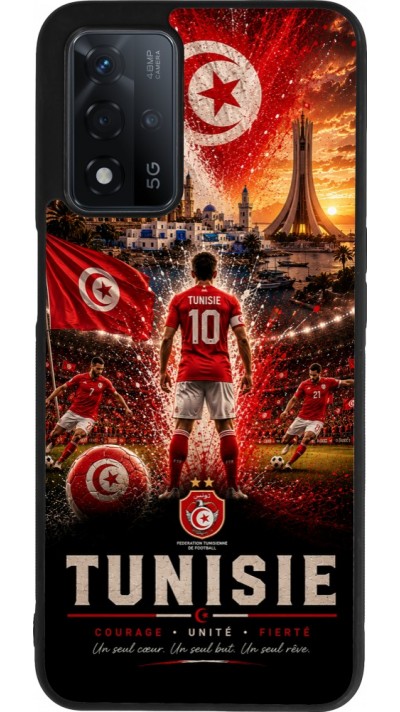 Coque OPPO A93s 5G - Silicone rigide noir Football Tunisie splash 2026