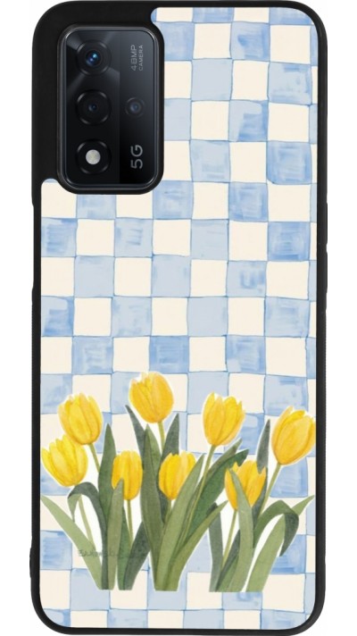OPPO A93s 5G Case Hülle - Silikon schwarz Blue vichy tulips Spring 2026