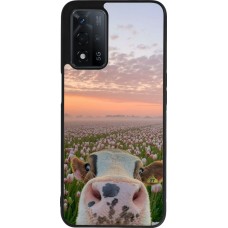 OPPO A93s 5G Case Hülle - Silikon schwarz Cow with tulips Spring 2026