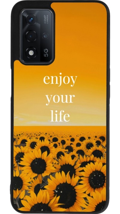Coque OPPO A93s 5G - Silicone rigide noir Summer 2026 Enjoy your life