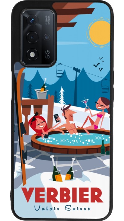 Coque OPPO A93s 5G - Silicone rigide noir Verbier Mountain Jacuzzi