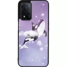 Coque OPPO A93s 5G - Silicone rigide noir Whale in sparking stars