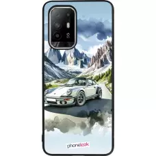 Coque OPPO F19 Pro+ - Silicone rigide noir Porsche 911 Mountain Watercolor