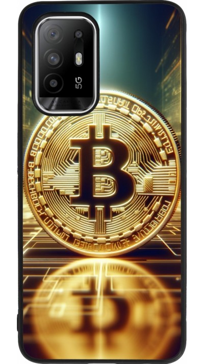 OPPO F19 Pro+ Case Hülle - Silikon schwarz Bitcoin Stehen