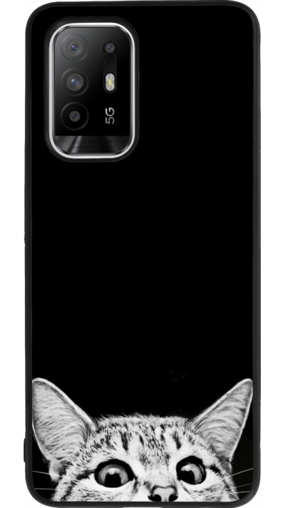 OPPO F19 Pro+ Case Hülle - Silikon schwarz Cat Looking Up Black