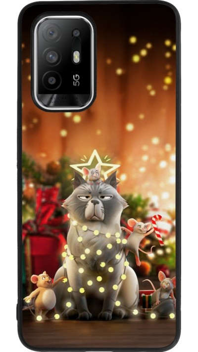 OPPO F19 Pro+ Case Hülle - Silikon schwarz Christmas 25 Xmas Cat