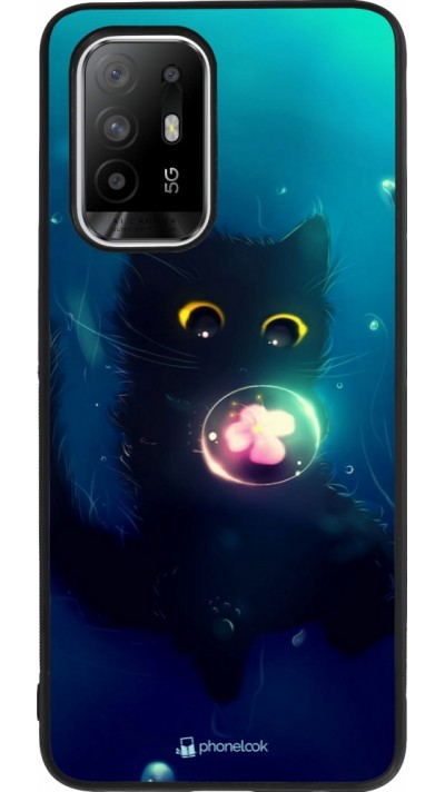 OPPO F19 Pro+ Case Hülle - Silikon schwarz Cute Cat Bubble