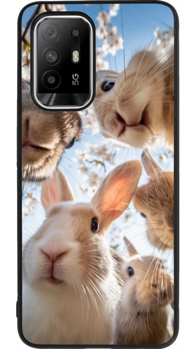 OPPO F19 Pro+ Case Hülle - Silikon schwarz Easter 2026 Rabbits