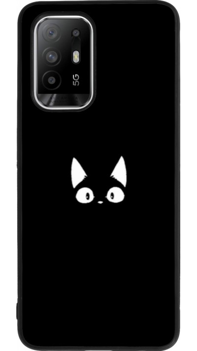 OPPO F19 Pro+ Case Hülle - Silikon schwarz Funny cat on black