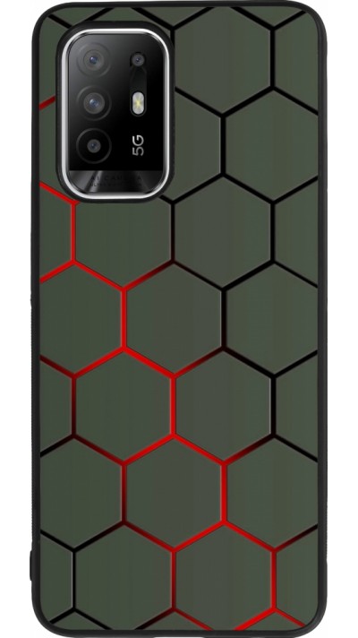 OPPO F19 Pro+ Case Hülle - Silikon schwarz Geometric Line red