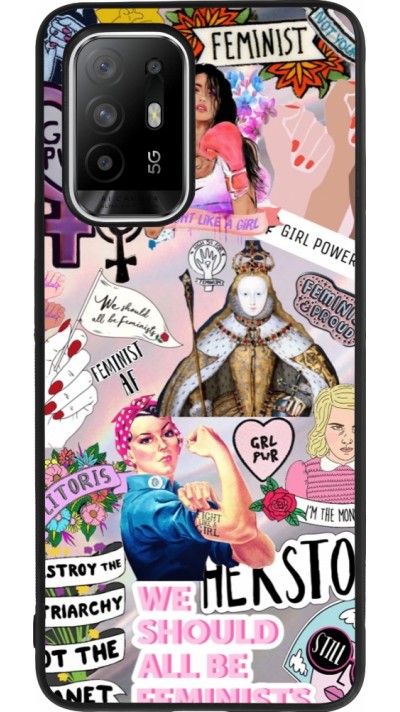 OPPO F19 Pro+ Case Hülle - Silikon schwarz Girl Power Collage