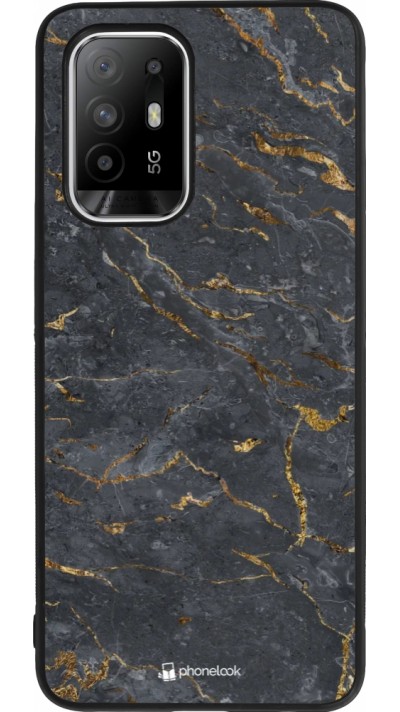 OPPO F19 Pro+ Case Hülle - Silikon schwarz Grey Gold Marble