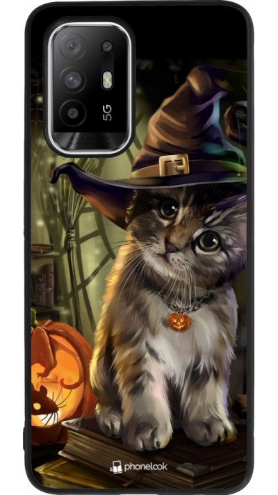 OPPO F19 Pro+ Case Hülle - Silikon schwarz Halloween 21 Witch cat