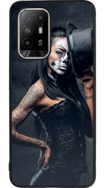 OPPO F19 Pro+ Case Hülle - Silikon schwarz Halloween 22 Tattooed Girl