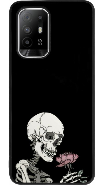 OPPO F19 Pro+ Case Hülle - Silikon schwarz Halloween 2023 rose and skeleton