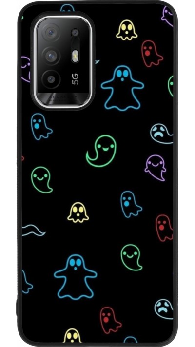 OPPO F19 Pro+ Case Hülle - Silikon schwarz Halloween 2024 colorful ghosts