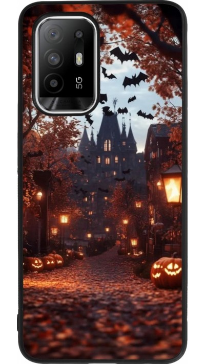 OPPO F19 Pro+ Case Hülle - Silikon schwarz Halloween 2025 Haunted house
